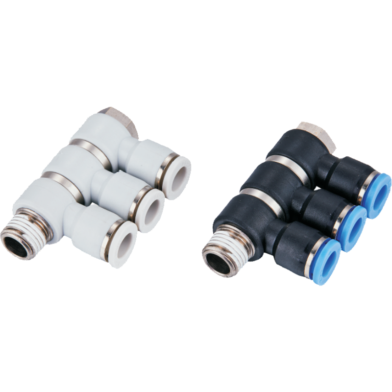 Good Quality Low Price Triple Universal with Thread Pneumatic Parts Quick Tube Connecting Air Fitting