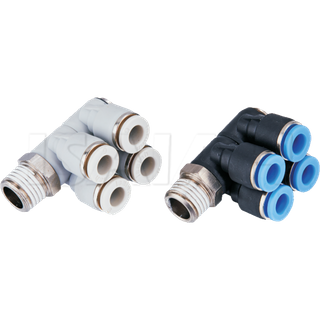 Pneumatic Parts Auxiliary components Double Universal Tee Thread One Touch Air Fitting