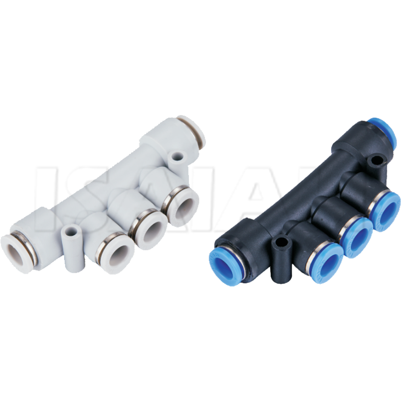 Factory Wholesale Pneumatic Parts 3/16-5/32,1/4-3/16,5/16-1/4,3/8-5/16 Plastic Five Way Air Fitting