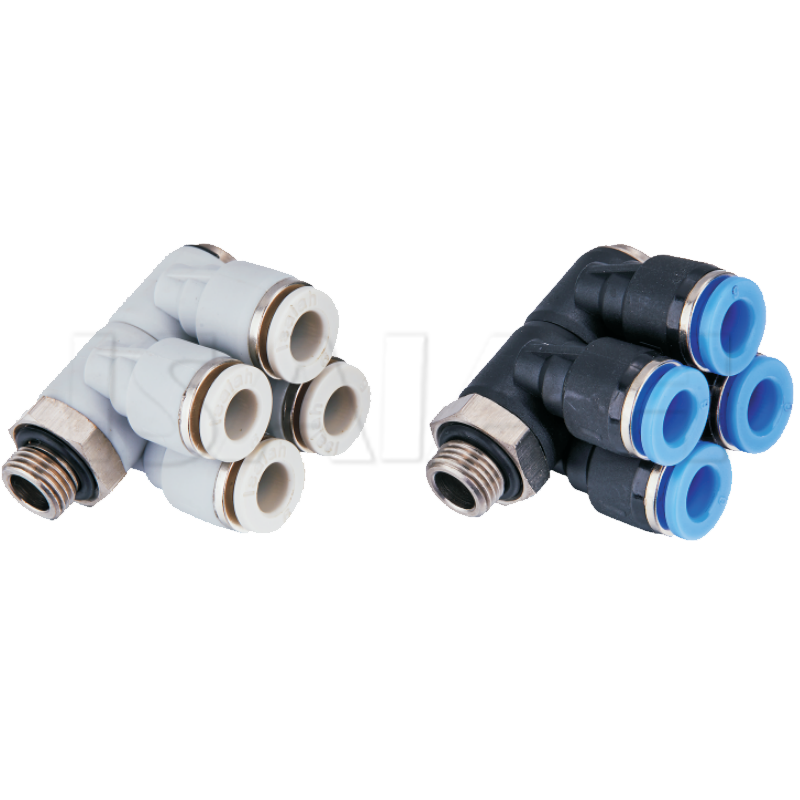 Pneumatic G-Thread Double Tube Series Right Angle Air Fitting